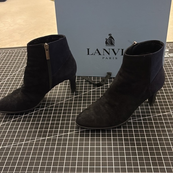 Lanvin Paris Bottine Compensee wedge black suede booties. - Picture 3 of 7